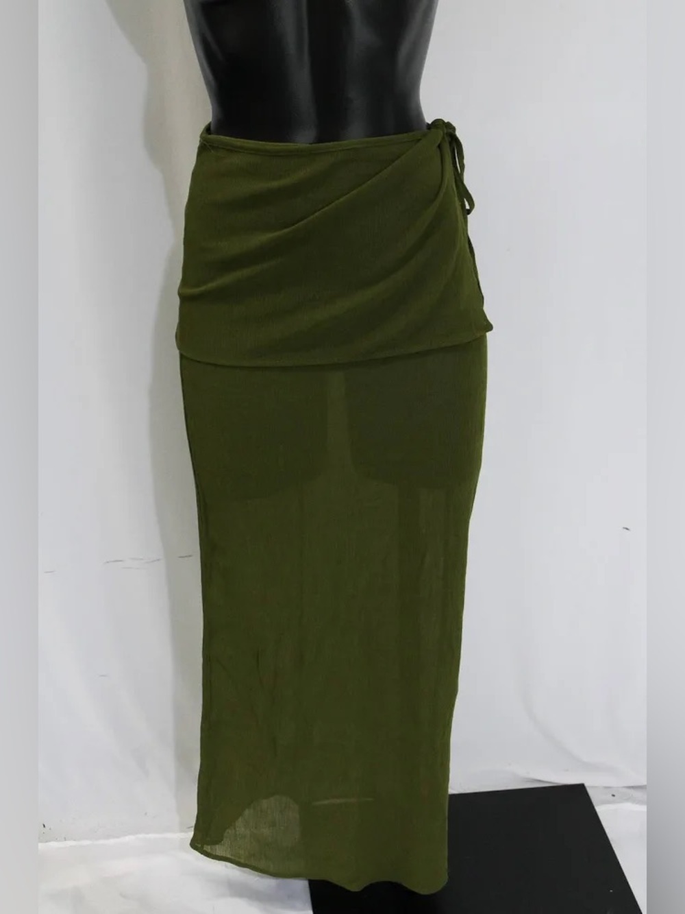 Zara Olive Green Wrap Maxi Skirt